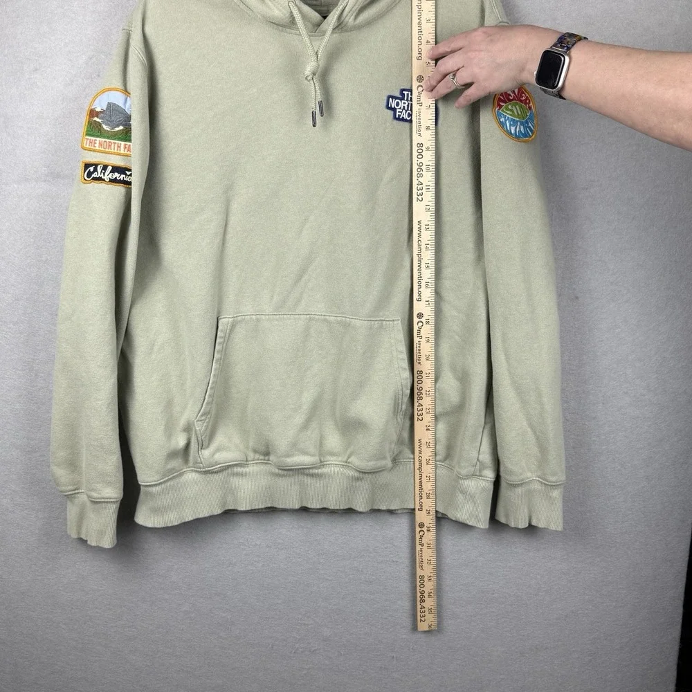 The North Face Hoodie Mens XL Green California Patch Fleece Sweatshirt Logo‎